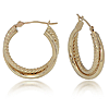 14k Yellow Gold Small Textured Nested Round Hoop Earrings