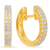 14k Yellow Gold .27 ct tw Micro Prong Set Diamond Huggie Hoop Earrings