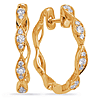 14k Yellow Gold 0.20 ct tw Diamond Marquise Huggie Hoop Earrings