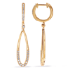 14k Yellow Gold .38 ct tw Diamond Dangle Teardrop and Round Hoop Earrings