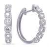14k White Gold .65 ct tw Diamond Illusion Set Hoop Earrings