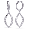 14k White Gold .50 ct tw Diamond Open Marquise Hoop Dangle Earrings