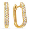 14k Yellow Gold .27 ct tw Diamond Micro Prong Rectangle Huggie Earrings