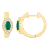 14k Yellow Gold 0.65 ct tw Marquise Emerald and Round Diamond Hoop Earrings