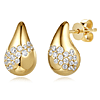 14k Yellow Gold 0.62 ct tw Diamond Cluster Puffed Teardrop Earrings