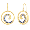 14k Yellow Gold Sapphire and Diamond Wave Dangle Earrings