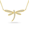 14k Yellow Gold .15 ct tw Diamond Dragonfly Necklace