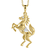 14k Yellow Gold .04 ct tw Diamond Standing Horse Necklace