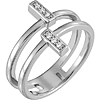 14kt White Gold .06 ct Diamond Bar Duo Ring