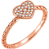 14kt Rose Gold 1/8 ct Diamond Heart Rope Ring