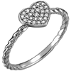 14kt White Gold 1/8 ct Diamond Heart Rope Ring