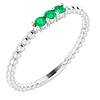 14k White Gold Emerald Beaded Stackable Ring