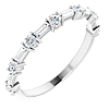 14k White Gold 1/2 ct tw Lab-Grown Round and Baguette Diamond Anniversary Band