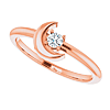 14k Rose Gold 1/10 ct tw Diamond Moon and Star Celestial Ring