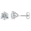 14k White Gold 4 ct tw Lab Grown Diamond Stud Earrings 3 Prongs Screwback