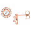 14k Rose Gold 7/8 ct tw Diamond Halo Style Earrings