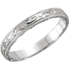 Platinum 3mm Hand Engraved Vine Leaf Wedding Band