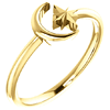 14k Yellow Gold Crescent Moon and Star Ring