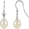 14kt White Gold Diamond Freshwater Cultured Pearl Star Earrings