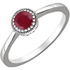 14kt White Gold 2/3 ct Ruby Ring with Beaded Edge