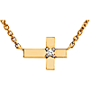 14kt Yellow Gold .01 ct Diamond Sideways Cross 18in Necklace