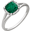 14kt White Gold 9/10 ct Chatham Emerald Halo Ring with Diamonds