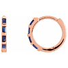 14k Rose Gold Blue Sapphire Baguette Huggie Hoop Earrings