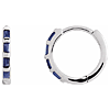 14k White Gold Blue Sapphire Baguette Huggie Hoop Earrings