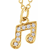 14k Yellow Gold .05 ct tw Diamond Music Note Necklace