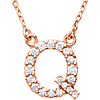 14kt Rose Gold Letter Q 1/6 ct Diamond 16in Necklace