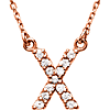 14kt Rose Gold Letter X 1/8 ct Diamond 16in Necklace