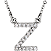 14kt White Gold Letter Z 1/10 ct Diamond 16in Necklace