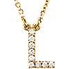 14kt Yellow Gold Letter L 1/10 ct Diamond 16in Necklace