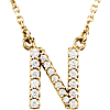 14kt Yellow Gold Letter N 1/6 ct Diamond 16in Necklace