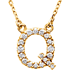 14kt Yellow Gold Letter Q 1/6 ct Diamond 16in Necklace