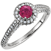 14kt White Gold 2/3 ct Ruby and 5/8 ct Diamond Ring