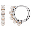 14k White Gold Cultured Freshwater Pearl Huggie Hoop Earrings