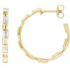 14k Yellow Gold 1.25 ct tw Lab-grown Diamond Baguette Hoop Earrings
