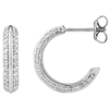 14k White Gold 5/8 ct tw Knife Edge Diamond Hoop Earrings