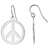 14k White Gold Peace Sign Dangle Earrings With French Wire