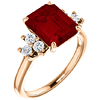 14kt Rose Gold 4 1/4 ct Chatham Created Ruby and 1/8 ct Diamond Ring