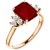 14kt Rose Gold 3 ct Chatham Created Ruby and 1/8 ct Diamond Ring