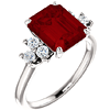 14kt White Gold 4 1/4 ct Chatham Created Ruby and 1/8 ct Diamond Ring