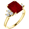 14kt Yellow Gold 4 1/4 ct Chatham Created Ruby and 1/8 ct Diamond Ring