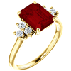 14kt Yellow Gold 3 ct Chatham Created Ruby and 1/8 ct Diamond Ring