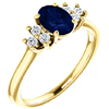 14kt Yellow Gold 1.1 ct Oval Sapphire and 1/5 ct Diamond Ring