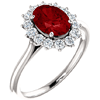 14kt White Gold 1 3/4 ct Created Ruby Diamond Halo Ring