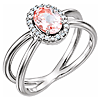 14k White Gold 3/4 ct Oval Morganite Ring with Diamonds Crossed Shank