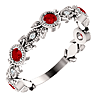 14k White Gold Ruby and Diamond Leaf Ring