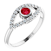 14k White Gold Ruby and White Sapphire Evil Eye Ring